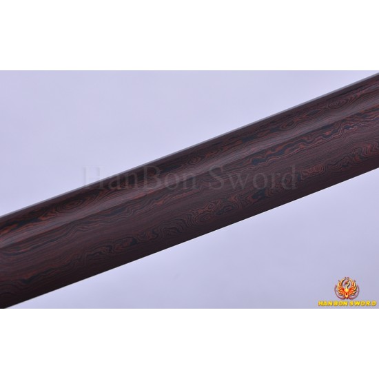 Black&Red Damascus Oil Quenched Full Tang Blade Iron